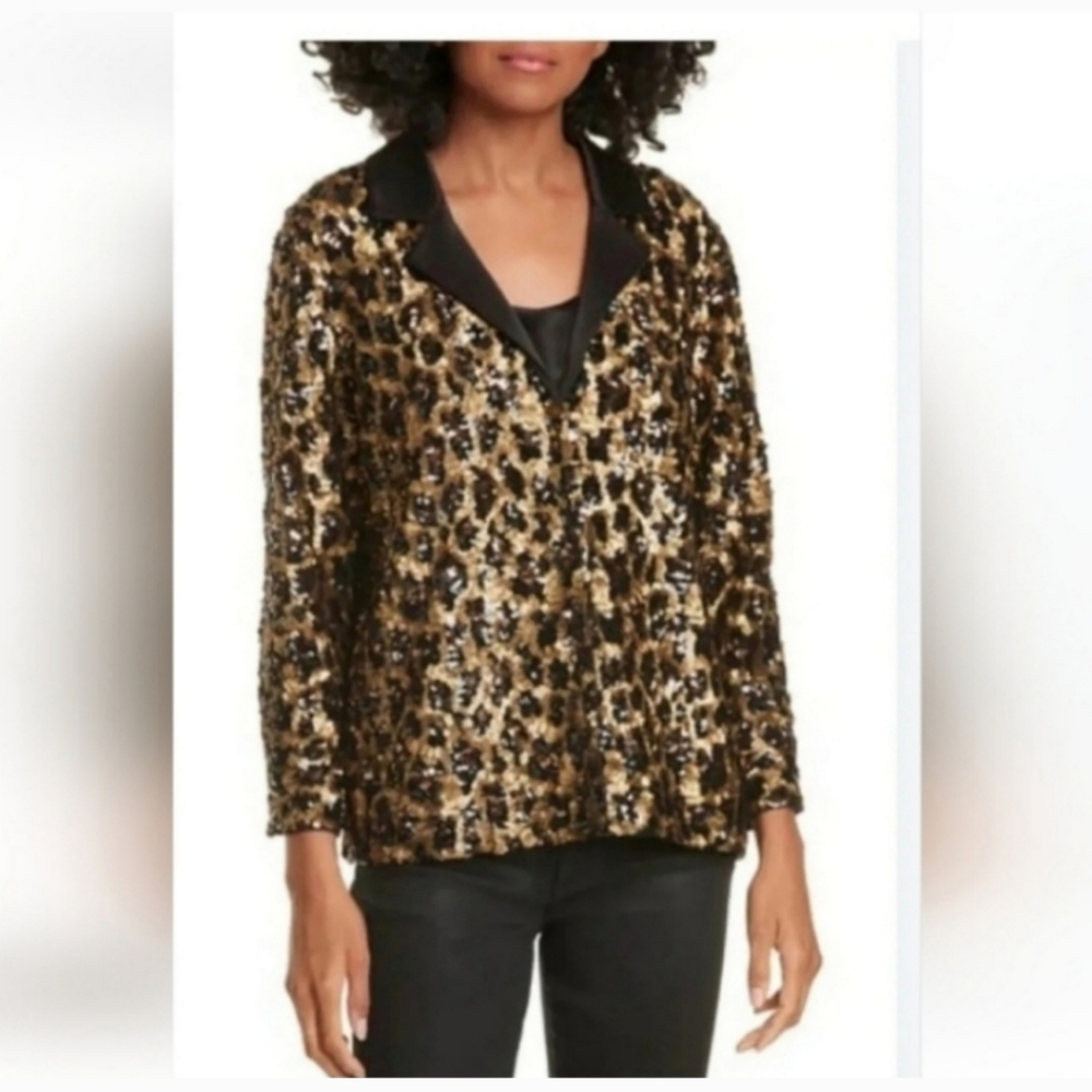 Alice + Olivia Kier Sequin Leopard Jacket Blazer Size XS - Picture 7 of 13